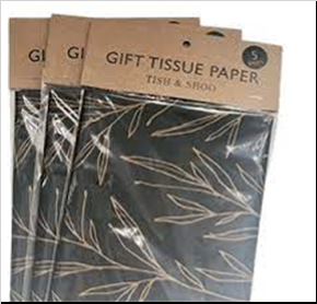 Christmas Leaf (Bronze on Black) Tissue Paper (Pack)